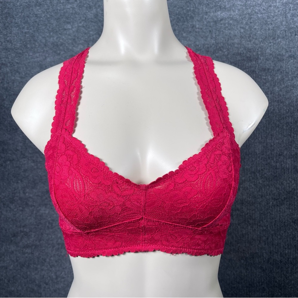 Intimately FREE PEOPLE Womenโs XS Redโ Galloon Lined Lace Racerback Bralette
